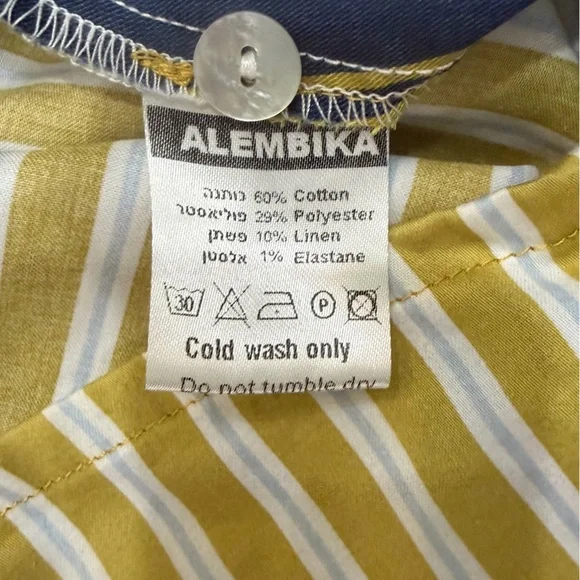 Alembika Patchwork Stripe Dress M Oversized Colorblock Art Teacher Chic Like New - Picture 7 of 8